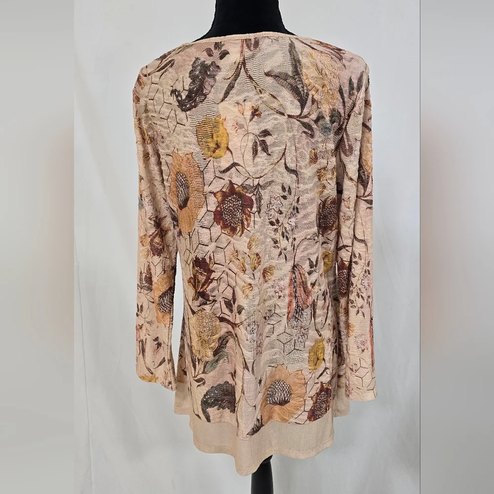 Kamana women M tunic long sleeve, semi sheer, burnout, lagenlook cottagecore - Picture 6 of 7